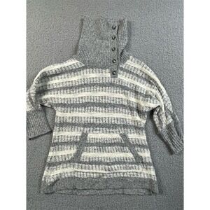 Anthropologie change of the moon Women's Gray Striped funnel Neck Sweater Size S